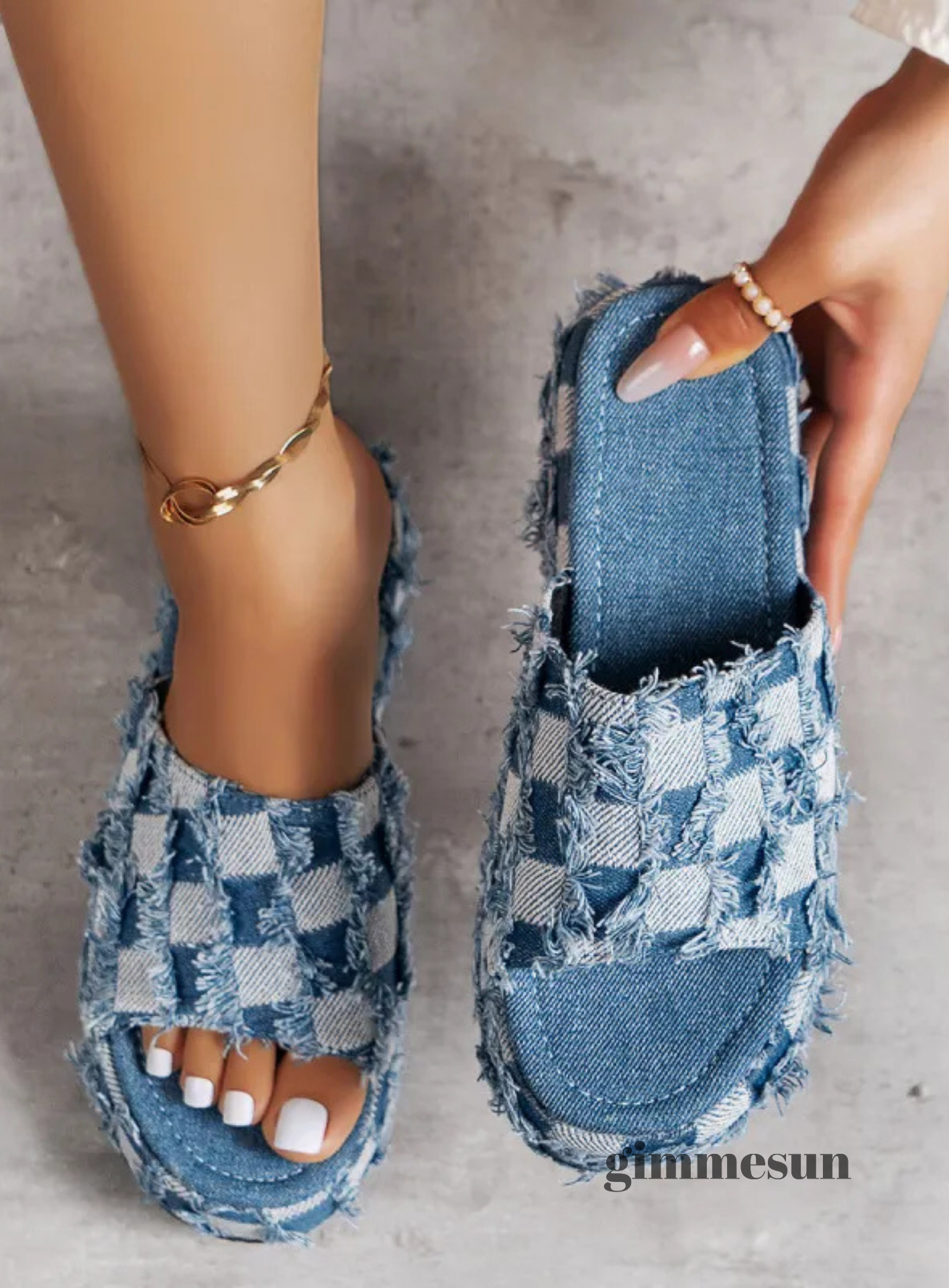 Azul Denim Wedge Sandals